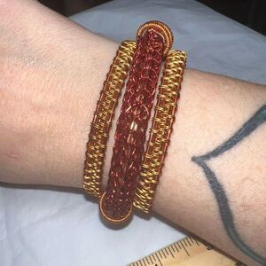 Multi Colored Copper Wire Braided Artisan Cuff‎ Bracelet